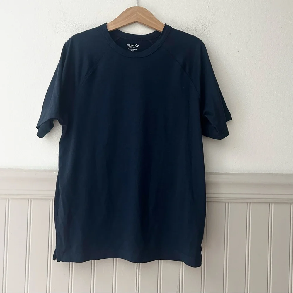 Old Navy Active Boys Size 8 Kids Plain  Navy Blue Short Sleeve Tee